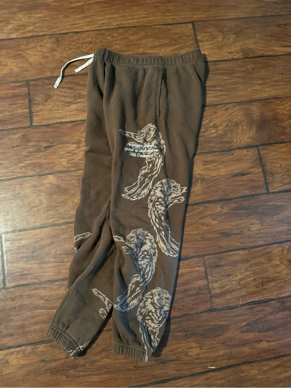 Darc Sport Brown Sweatpants with Wolf Graphic